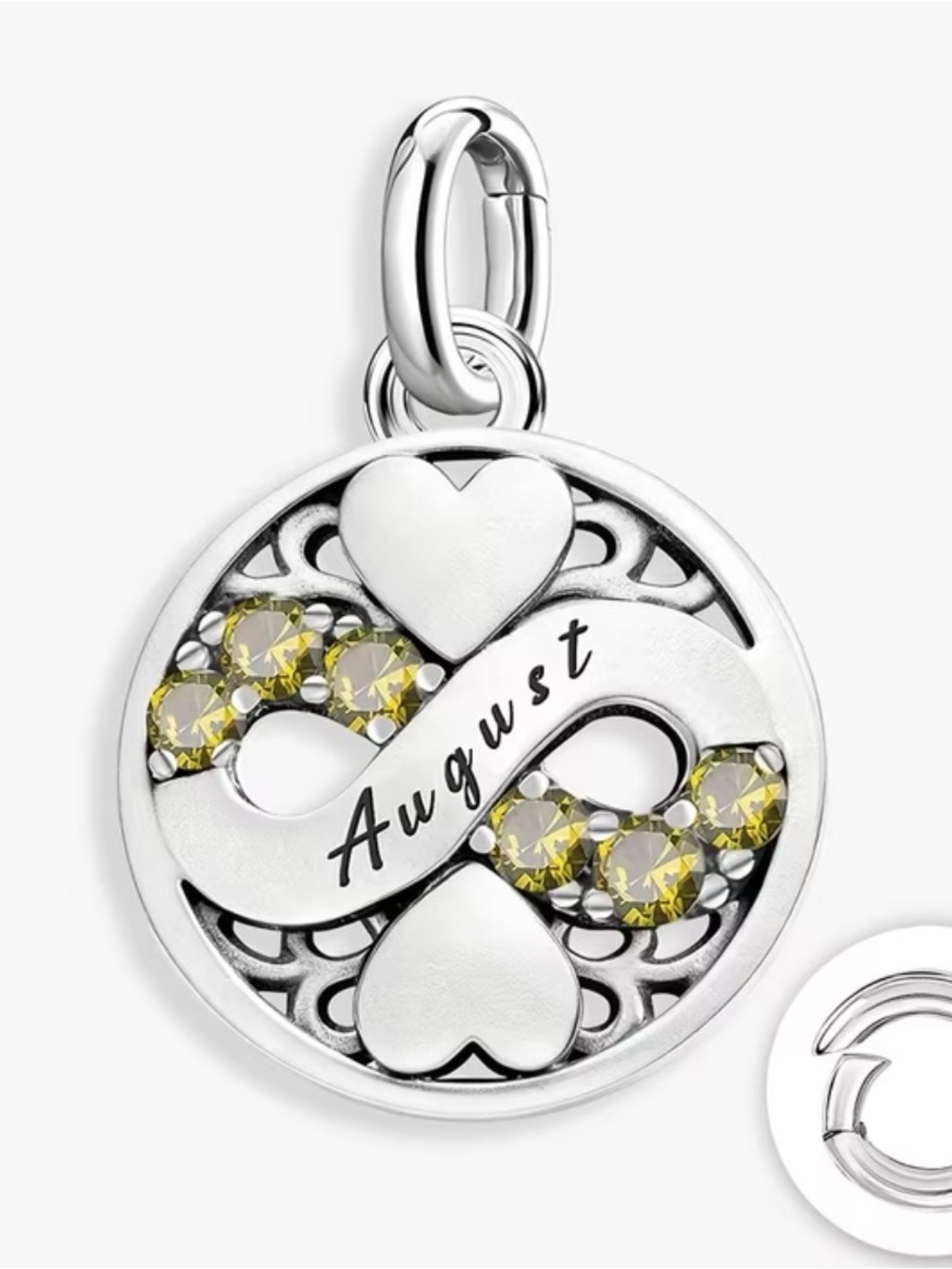 August Birthstone Infinity Pendant Necklace - Sterling Silver
